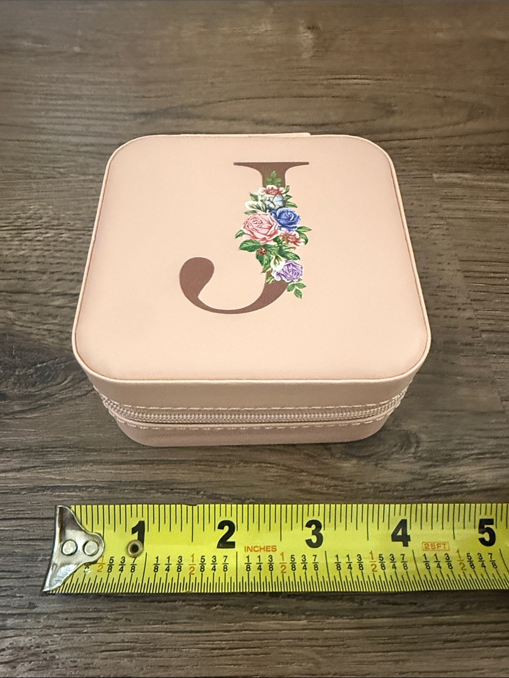 New Travel Jewelry Case zip around J initial monogram